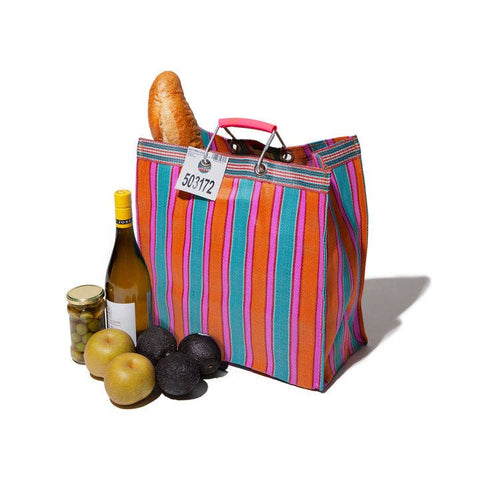 Recycled Striped Tote Bag - Square